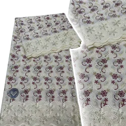 High Quality Swiss Voile Lace in Switzerland 100% Cotton Perforated Embroidery Material Style for Man Suit Fabric 5Yards 83