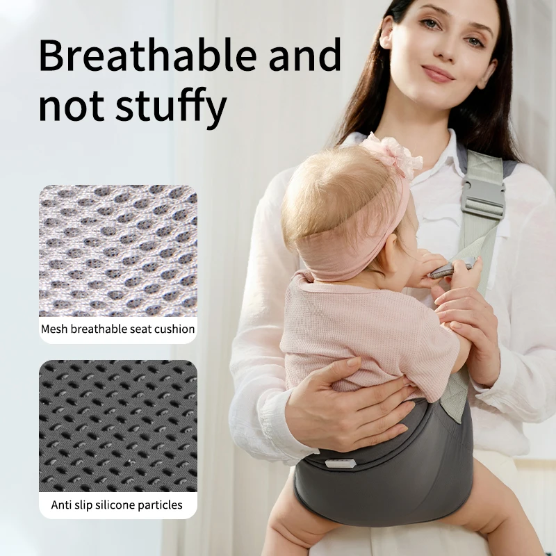 حاملة حبال الأطفال - قابلة للتنفس وقابلة للتعديل، تصميم مضاد للانزلاق للأطفال من عمر 0 إلى 36 شهرًا، حامل مريح بدون استخدام اليدين