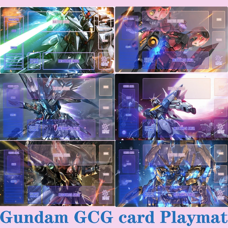 

6 Designs DIY Gundam GCG Single Player Game Mat 600x350mm Non-Slip Card Playmat for Kids Anime Collectible Gift for TCG Players