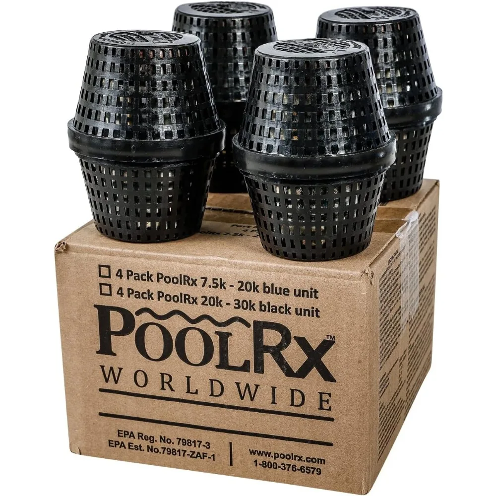 Black Units Swimming-Pool-Algaecides (4 Pack) 20,000-30,000 Gallon and Blue Algaecide Treats 7.5k-20k Gallons