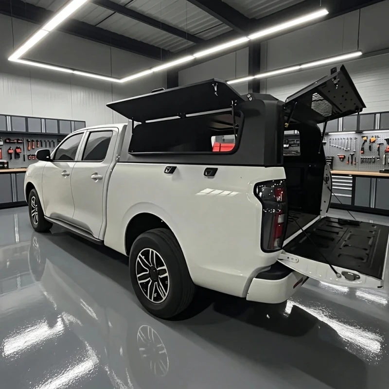Professional 1-Piece Galvanized Steel Heavy Duty Hardtop Canopy Waterproof Truck Bed Topper For Off Road Ute Pickup Truck