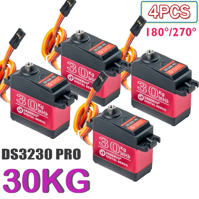4PCS 30KG DS3230 Pro Digital Servo Motor Steel Gear Large Torque 180/270 Degree Servo DIY Parts For RC Car/Crawler/Robot Model