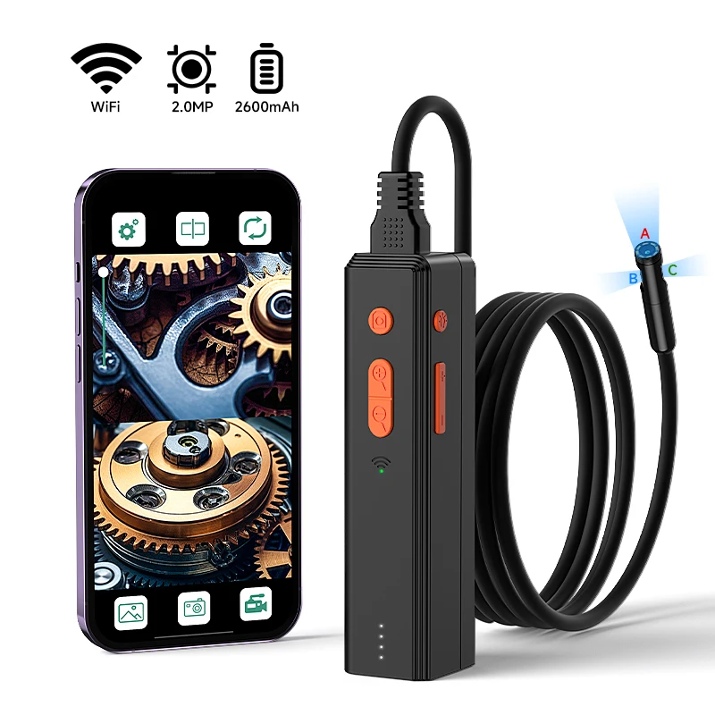 

3.9MM Borescope 8MM Camera 1080P HD WiFi Industrial Endoscope for iPhone/Android Split Design IP67 for Inspection Piping Sewer
