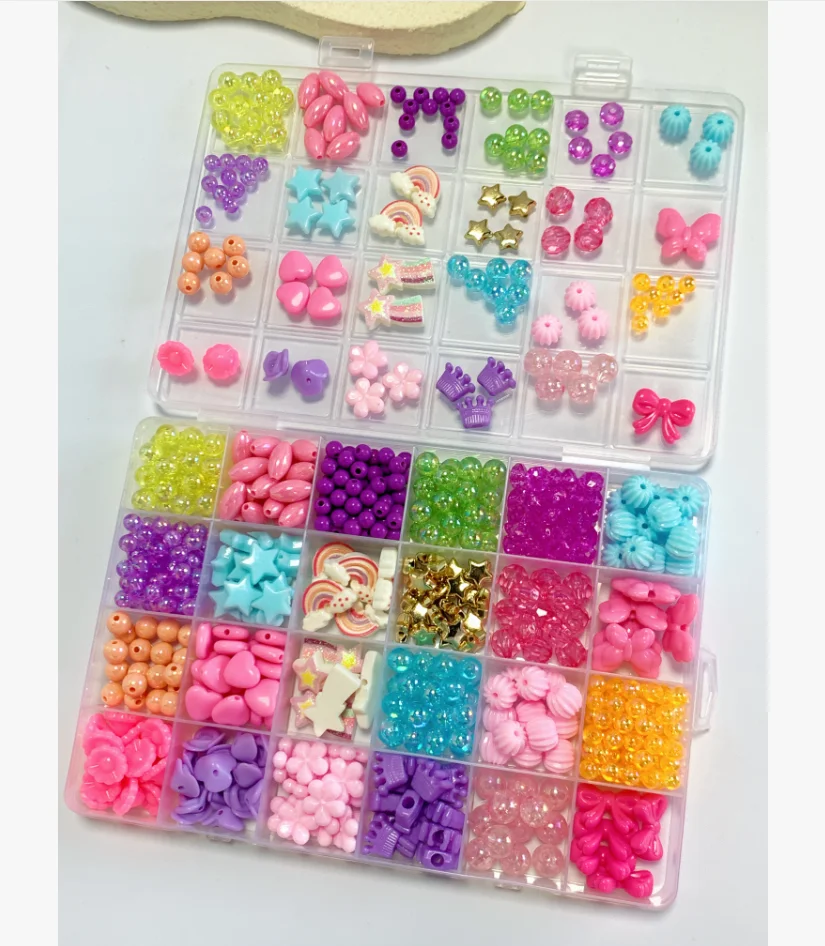 Colorful Bead Craft Kit for Kids - Assorted Shapes/Colors in Organized Case, Perfect for DIY Jewelry & Creative Play
