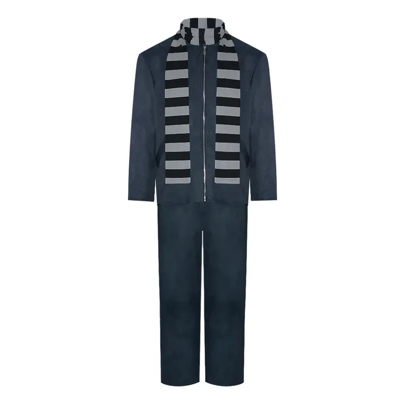 Movie Gru Cosplay Costume Coat Pants Scarf for Men Male Disguise Dress-Up Party Fantasy Outfits Halloween Carnival Roleplay Suit