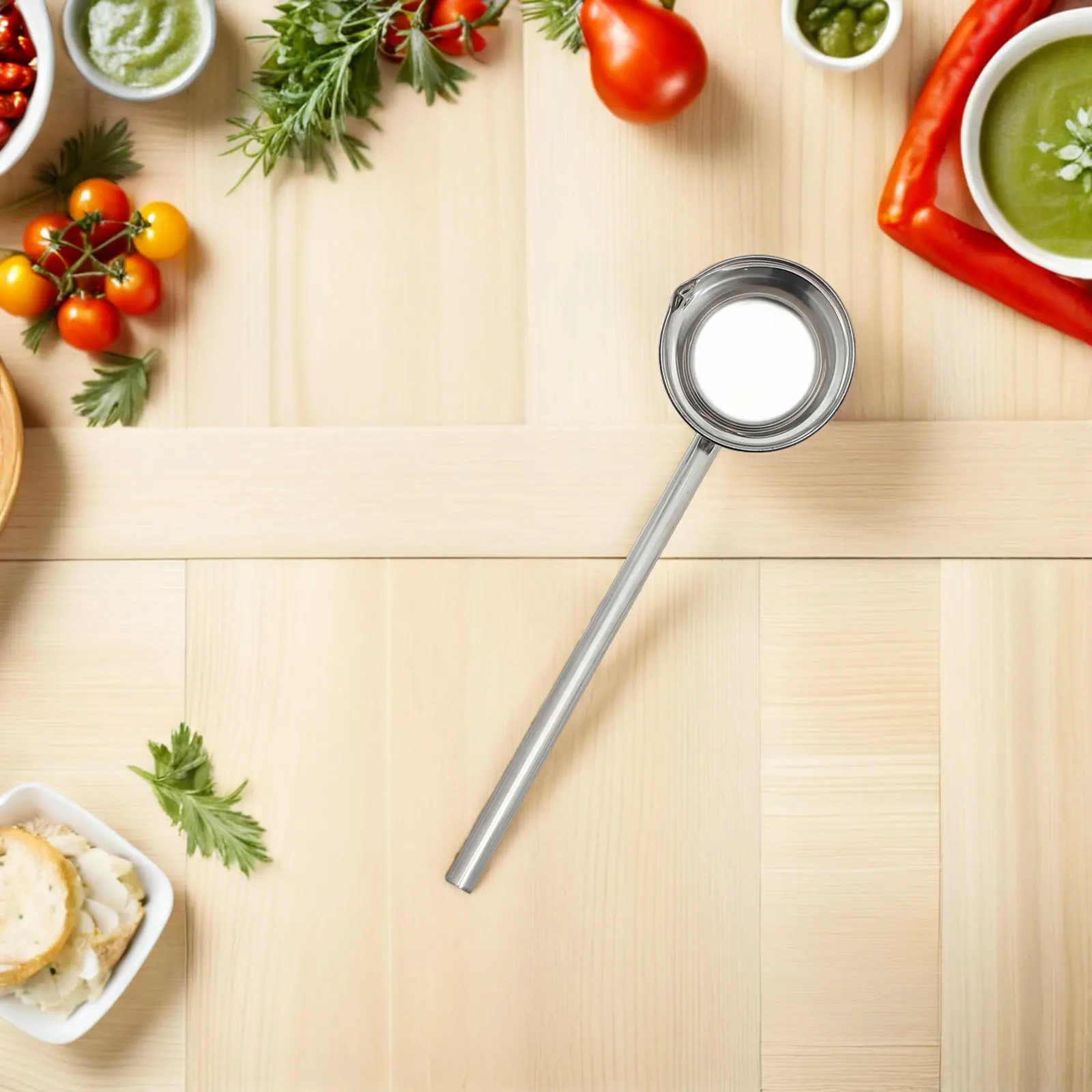Long Handle Stainless Steel Water Ladle Heavy Duty Drop Resistant Non Deformable Easy Clean Mirror Finish for Home Hotel