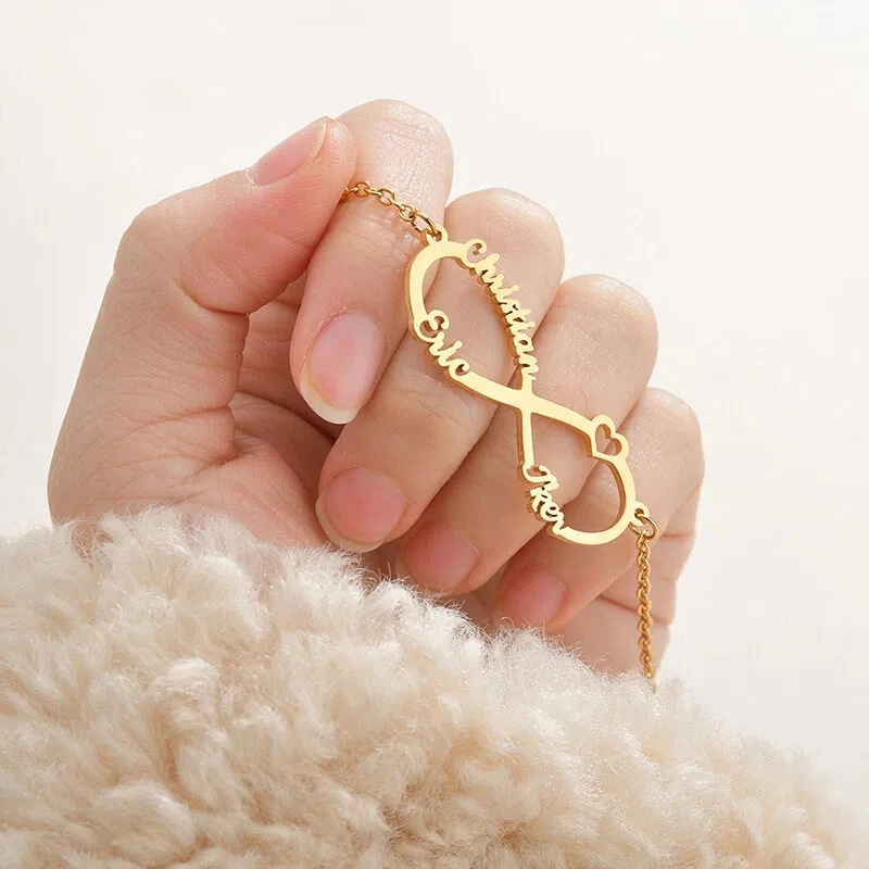 

Персонализированный браслет «Бесконечность» — браслет из нержавеющей стали с индивидуальной гравировкой имени