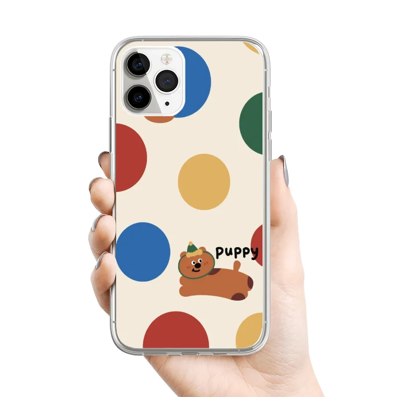 Brown Puppy Phone Case For IPhone 15 14 13 12 11 Pro Max Mini XS Max XR SE 7 8 Plus Cute Cartoon Animal Dog Transparent Covers