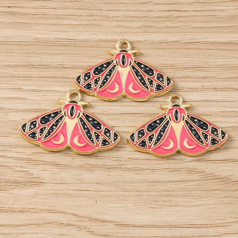 Tusember 10 Stück Niedliche Emaille-Tropföl-Anhänger in Form von Schmetterlingen und Motten für Schmuckherstellung, Ohrringe, Halsketten, DIY-Zubehör – Detail 4