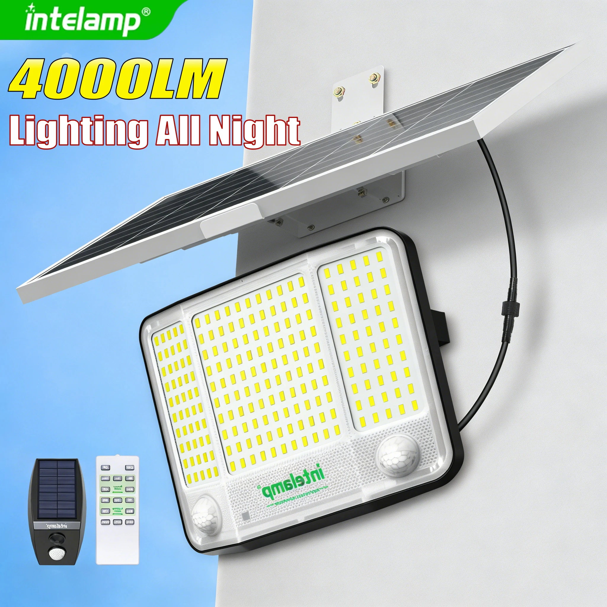 

Intelamp 251LED Solar Security Lights Outdoor Motion Sensor Waterproof 3 Modes Solar Flood Wall Light for Garden Yard Garage