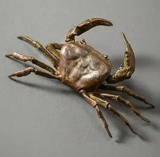 

Pure Copper Solid Crab Simulation Animal Model Statue Figurine Miniature Tea Pet Ornament Antique Bronze Crafts Desk Decoration