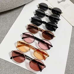 Eye Protection High Quality Oval Sunglasses Women Vintage High End Metal Frame Eyewear Men Luxury Advanced Brand Sun Shades