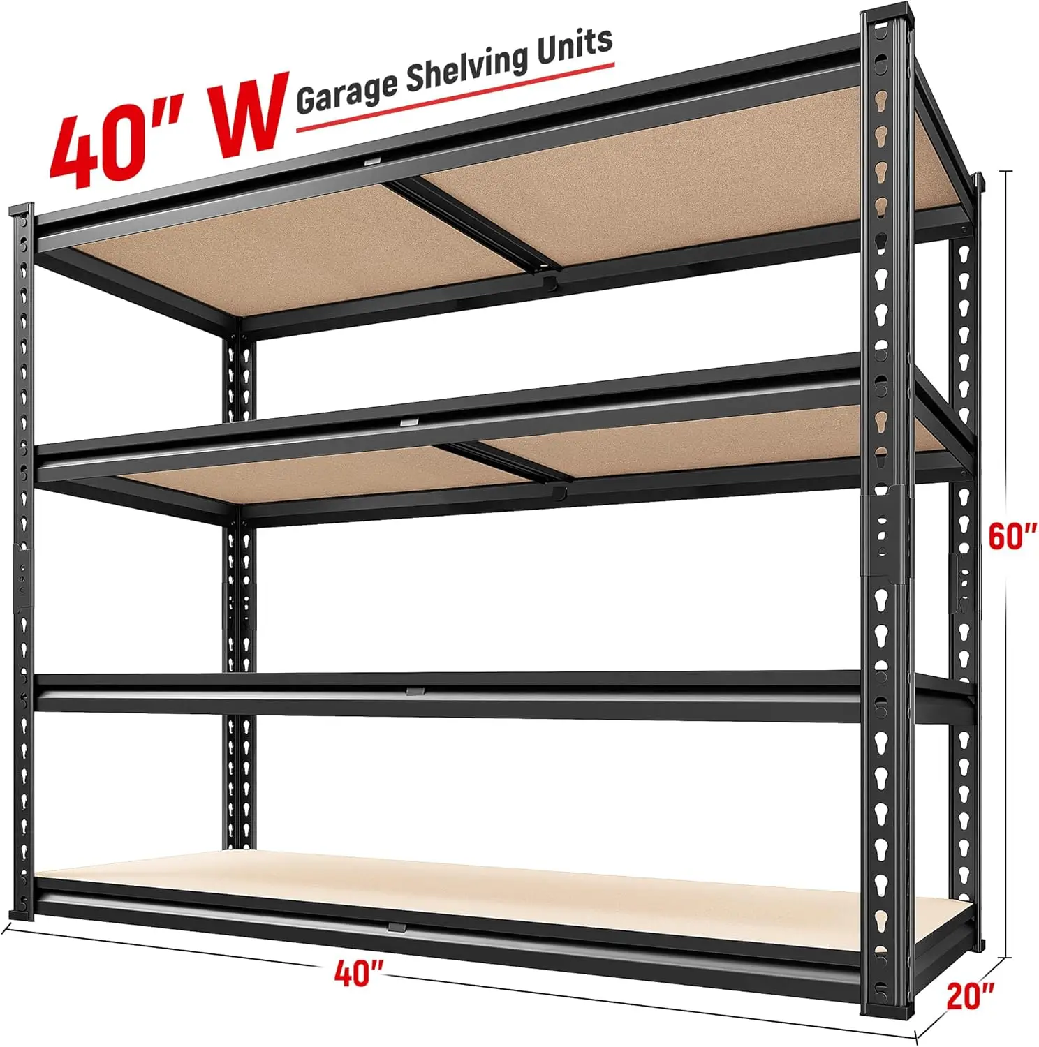 Garage Shelving 2000LBS Storage Shelves Heavy Duty 4 Tier Adjustable Metal for Storage Rack Closet Pantry Utility Shelf