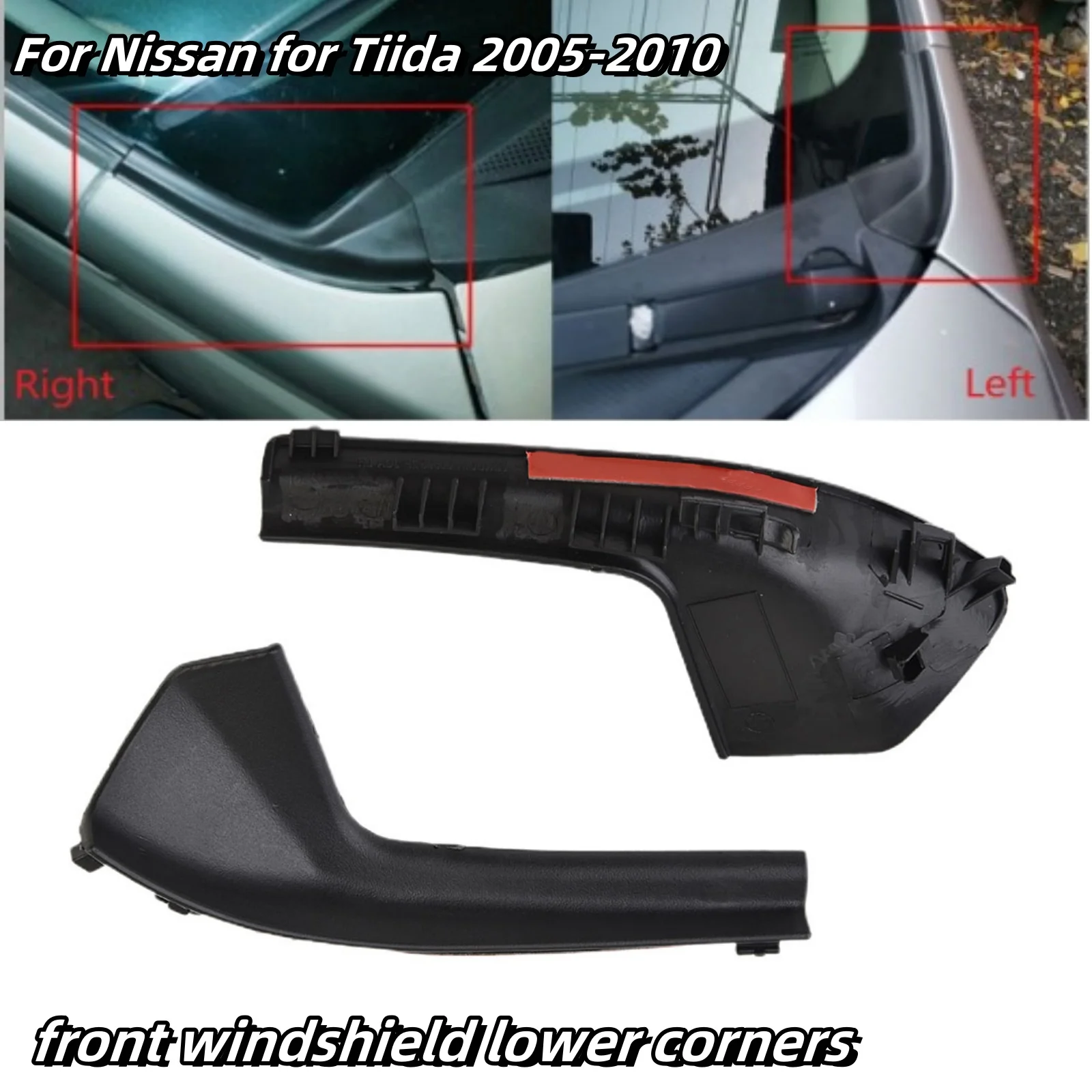 

For Nissan Tiida 2005-2010 Front Windshield Lower Corners Foil Board Decorative Outer Grille Cover Fender Decora Panel Deflector