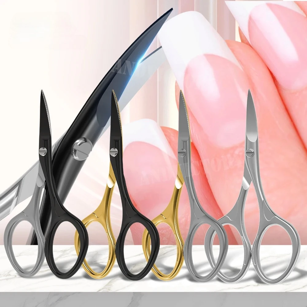 

1Pcs Stainless Steel Professional Nail Scissors with Sharp Curved Blade Toenail Fingernail Scissors Manicure Pedicure Tools