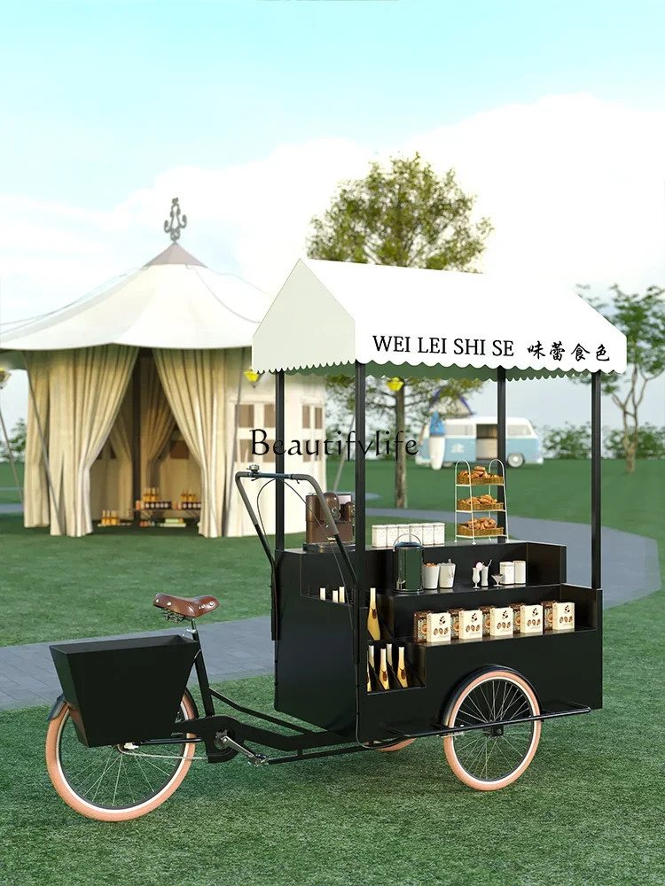 Mobile Snack Dining Car Multi-Functional Human Three-Wheel Cold Drink Commercial Stall Car Mobile Stall Car