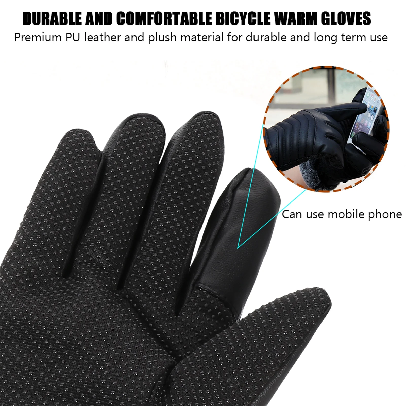 

1 Pair Touch Screen Warm Cycling Winter Thickened Windproof Gloves For Men Women Touchscreen Insulated Outdoor Gloves For Phone