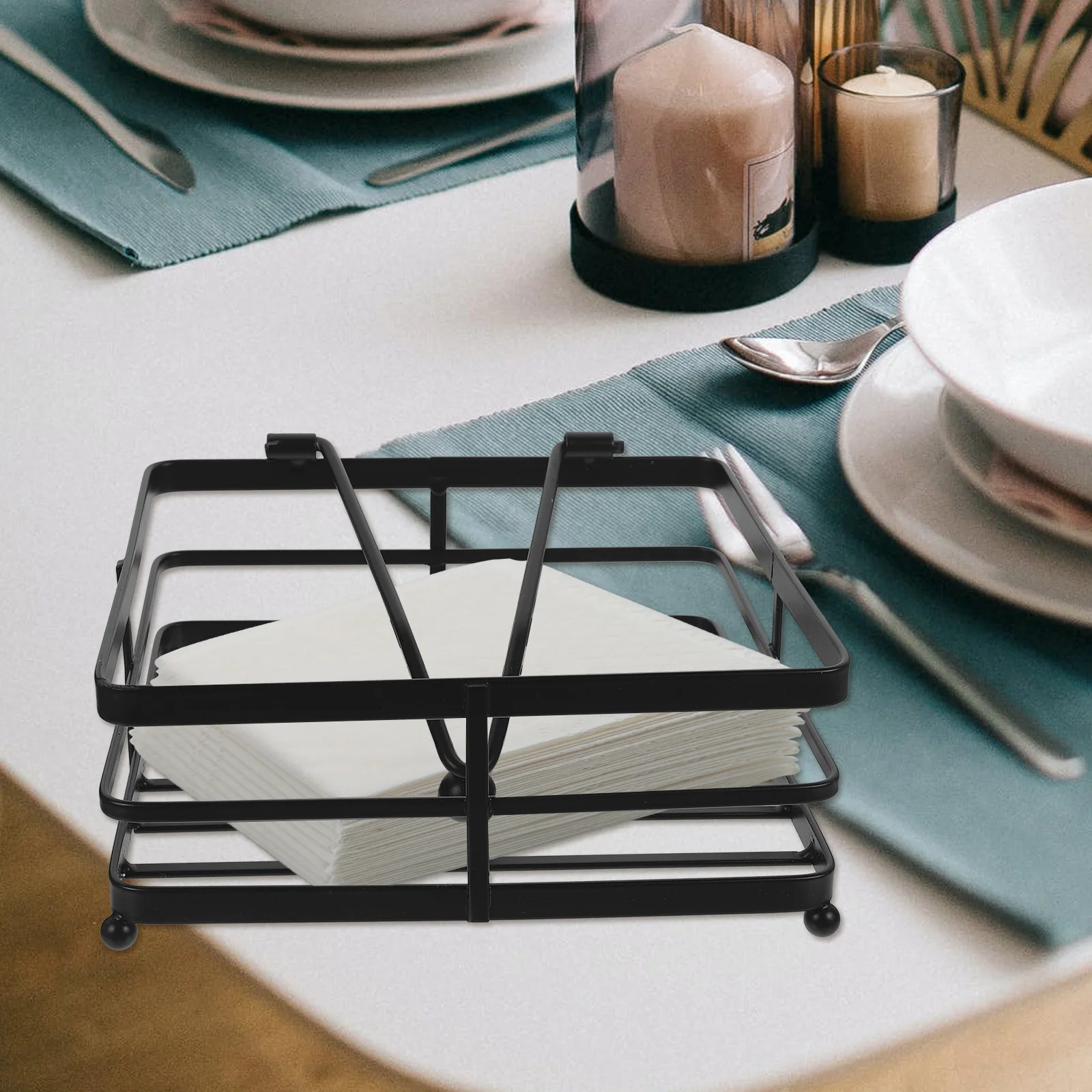 

Napkin Holder Household Napkin Dispenser Hollow Design Sturdy Iron Tissue Holder For Kitchen Bathroom Table Decorative Serviette