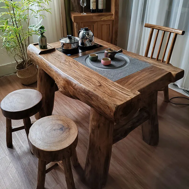 

Balcony small tea table chair lattice frame combination Chinese-style household sofa tea table purple clay pot frame