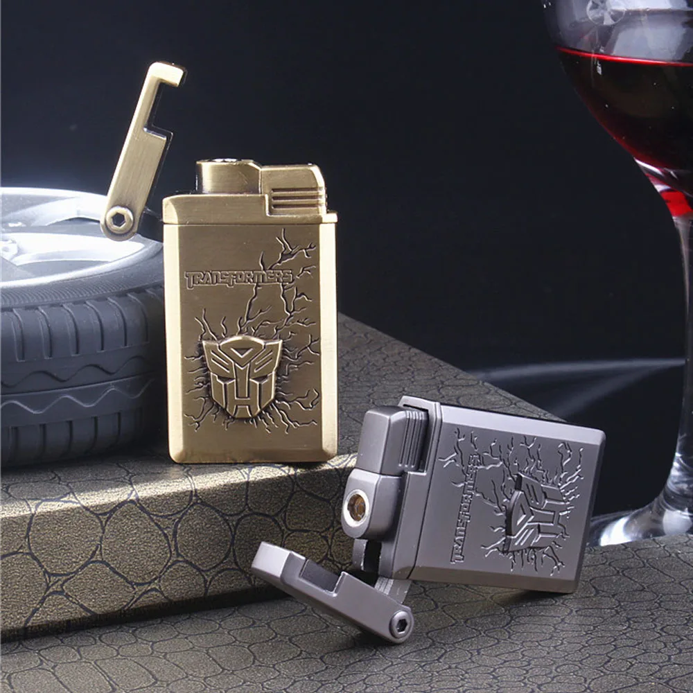 Personalized Lighters Cool Relief Transformers Windproof Butane Torch Retro Refillable Gas Fire Briquet Chalumeau Isqueiro