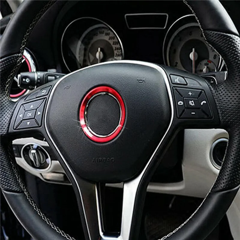 10X Red Steering Wheel Center Logo Decoration Cover Ring Trim For Mercedes Benz C E CLA GLC GLE Class 2015+