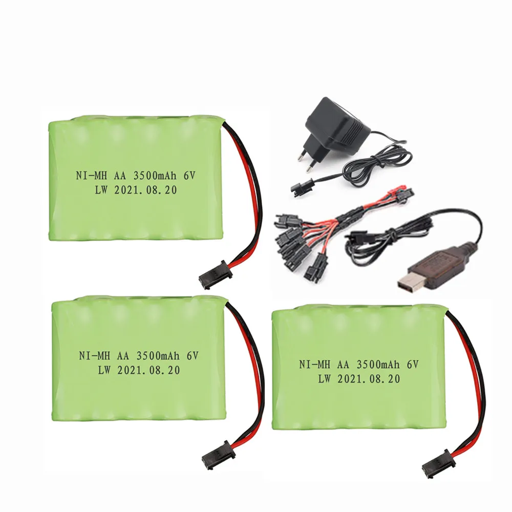 6v 3500mAh NiMH Battery and Charger Set For RC toys Cars Tanks Trucks Robots Boats Guns Ni-MH AA 6v 3000mah Batteries Pack