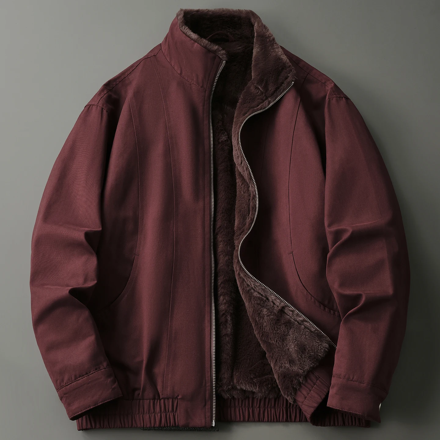 

Stand collar plus fleece cotton jacket for men in winter trendy brand loose thickened warm cotton jacket