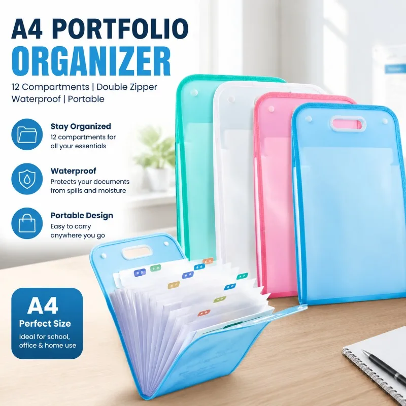 A4 Portable Handheld Exam Paper Storage Folder Multi-layer Large Capacity Expanding Organizer Subject Classification Document