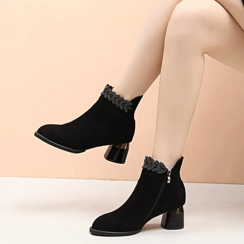 

Ботинки женские из искусственной замши, большие размеры, Осень-зима