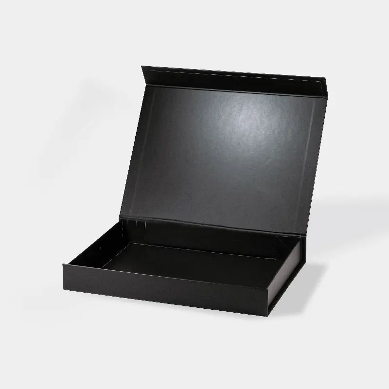 Geotobox 28x21x4cm | 11x8.26x1.57in Medium Shallow Black Corporate Rigid Cardboard Gift Boxes with Magnetic Lid