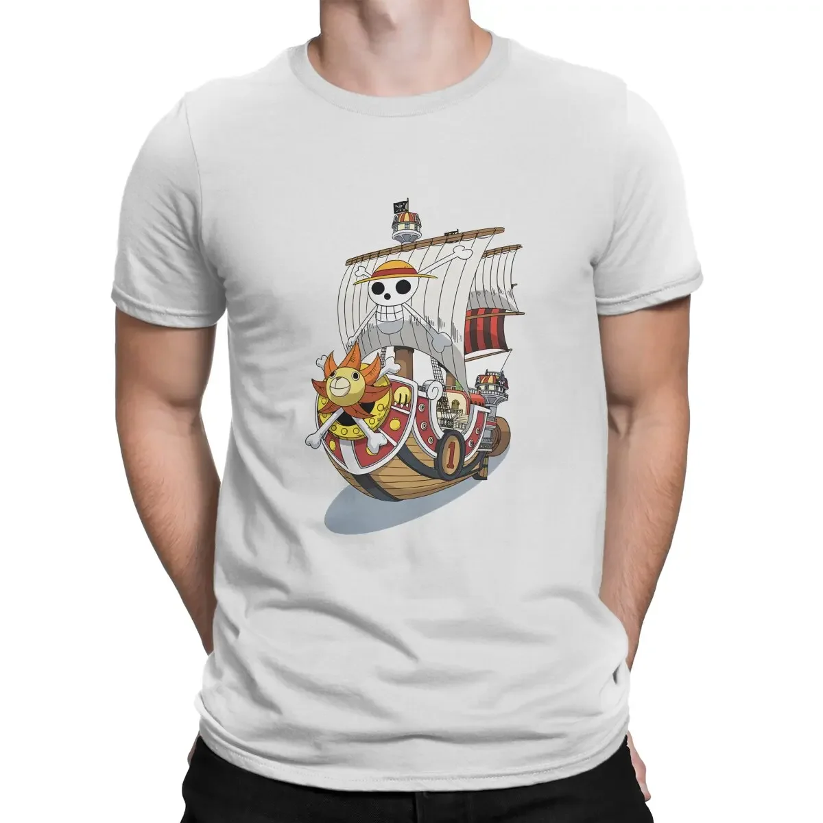 Vintage Fashion Men's Tshirt Polyester Streetwear One-Pieces Anime Thousand Sunny T Shirt graphic men clothing oversized cotton