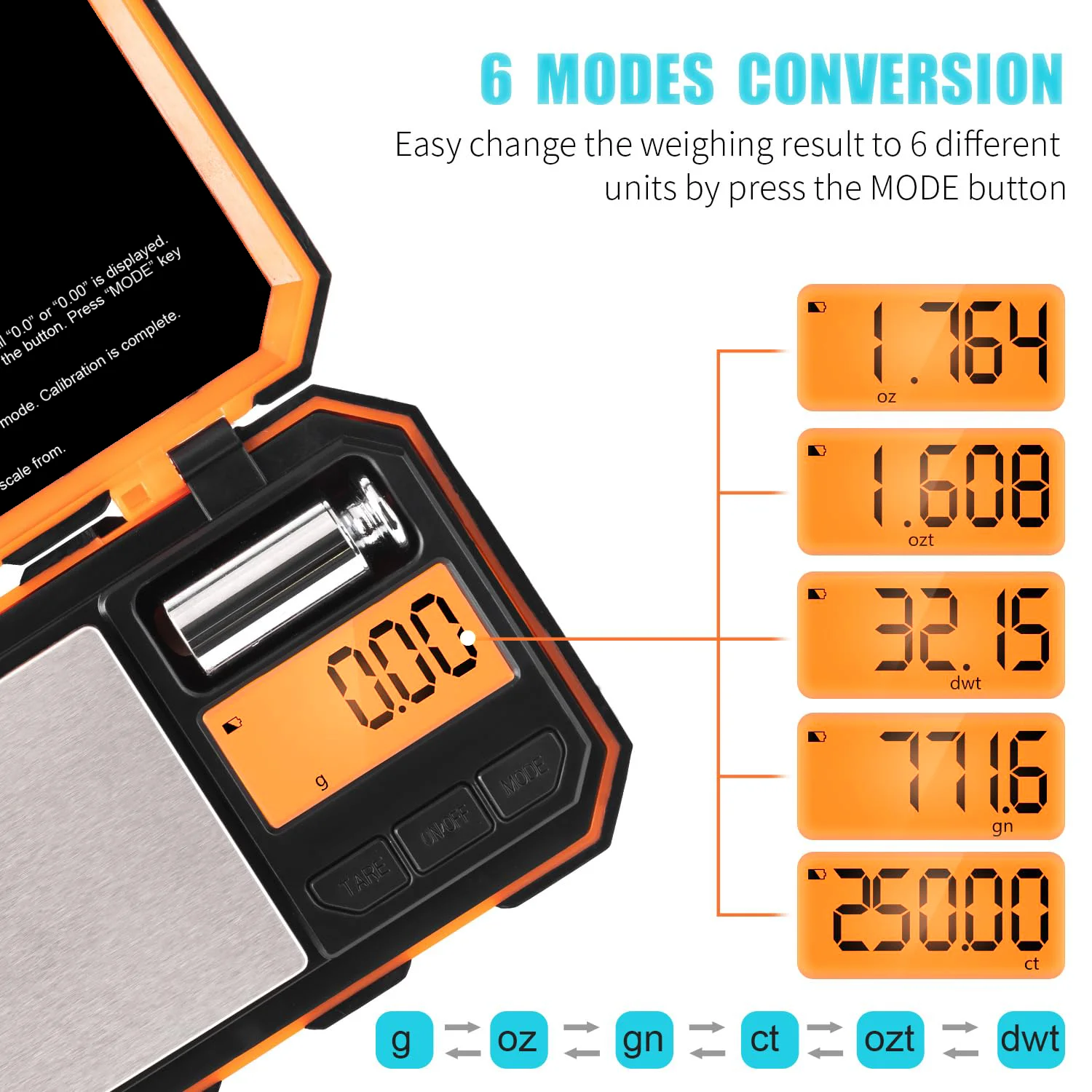 Bilancia tascabile digitale 200 g x 0,01 g Bilancia in grammi Mini bilancia 6 unità Bilancia per gioielli con display LCD Funzione tara per monete,