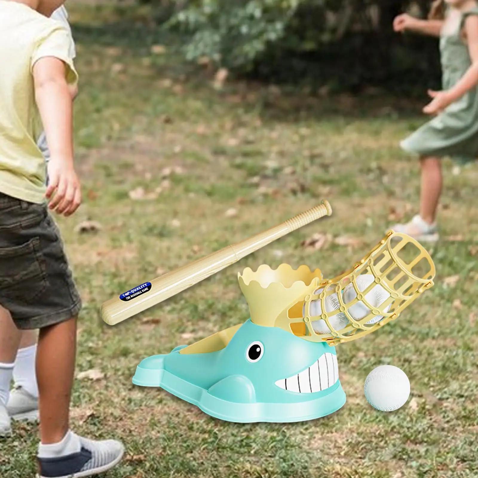 Youth Baseball Launcher Set with Bat and Balls Practice Pitching Toy for Children Indoor Outdoor Game
