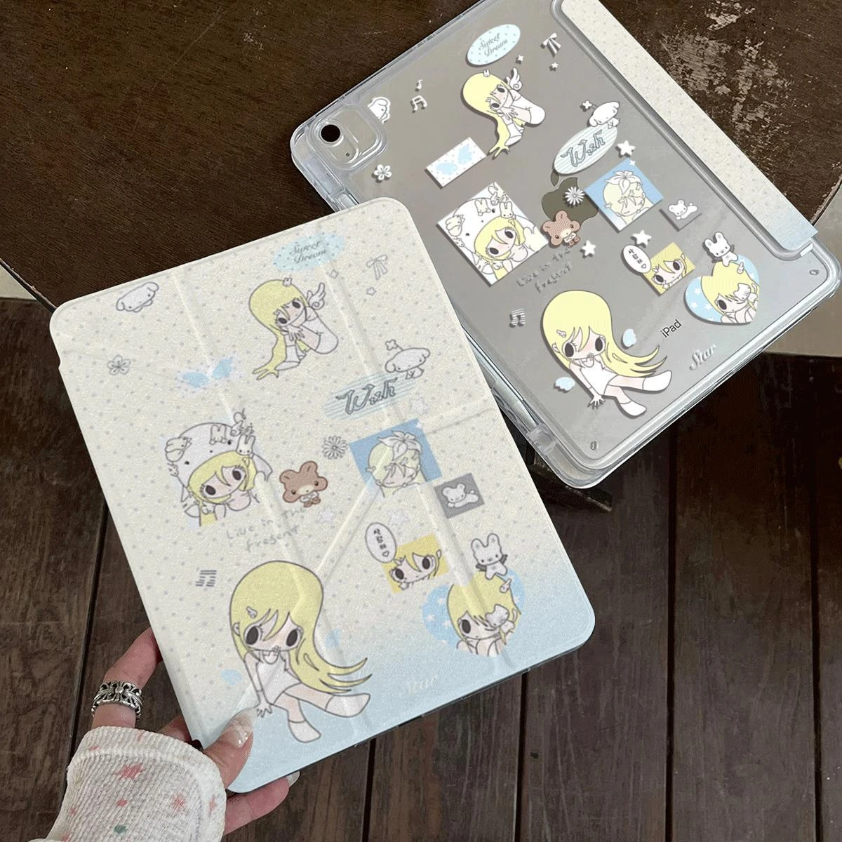 Ins Polka Dot Girl Tablet Case For iPad Pro 11 12.9 13 A16 M2 M4 M3 M5 Shell 8.3 9.7 10.2 5/6/7/8/9/10/11th Mini Air 3 4 5 Cover