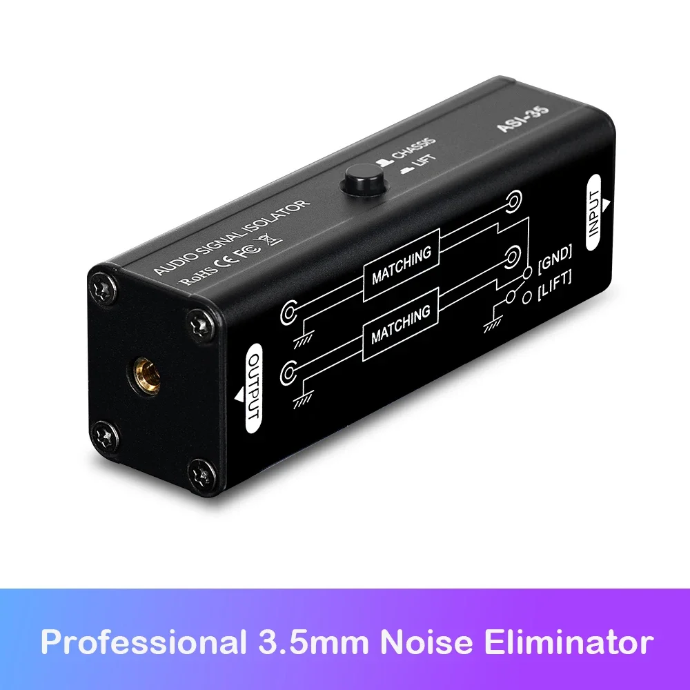 3.5mm aux Ground Loop Isolator Professional Hum Eliminator Audio Signal Isolator Noise Filter Musical Accessories