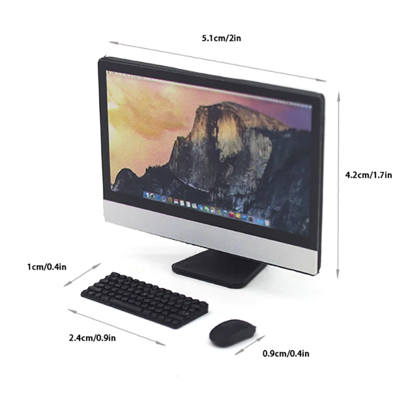 1:12 Poppenhuis Miniatuur Speelgoed Model Accessoires Meubilair Decor Decoratie Mini Desktop Computer Muis en Toetsenbord Poppenhuis