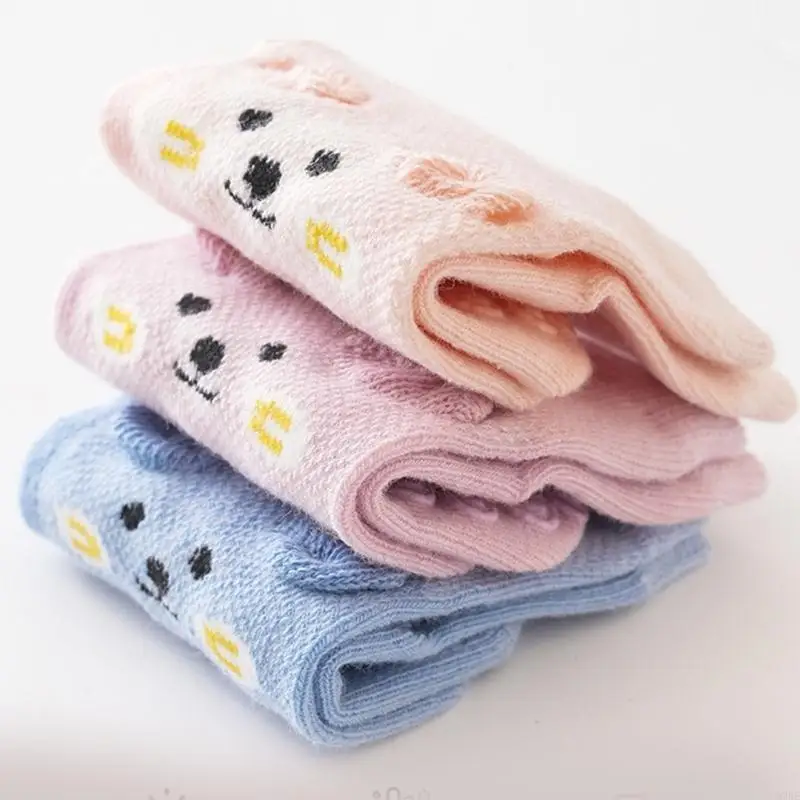 97BE جوارب طاقم مع نعال مضادة للانزلاق للفتيات والأولاد الرضع 0-5 سنوات جوارب كاحل للأطفال الصغار جوارب قطنية ربيعية قابلة