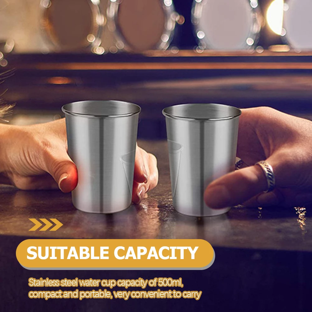 

3Pcs Stainless Steel Cups Rust Resistant Smooth Surface Multipurpose for Home Bar Restaurant Cold Drinks Juice Beer Coffee