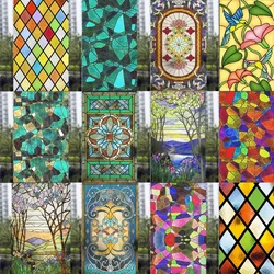 Frosted Opaque Privacy Window Film Modern Art Geometry Pattern Glass Window Stickers No Glue Static Cling European Home Decor