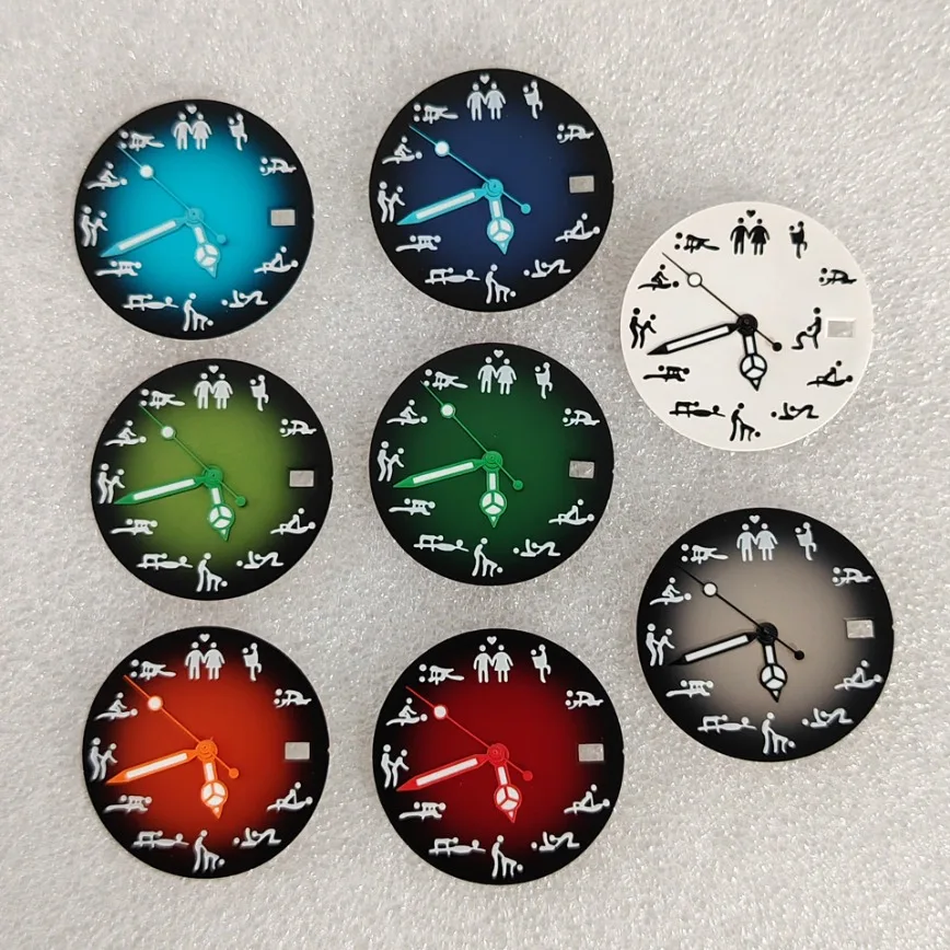 Novo 28.5mm nh35 dial gradiente duas cores dial + mãos verde luminoso para nh35/36 movimento relógio acessórios