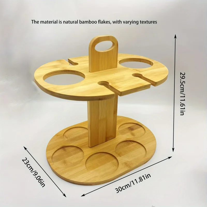 Outdoor Portable Wooden Red Wine Stand, Bamboo High Legged Cup Stand, Upside Down Cup Stand Hanging Wine Glass Stand