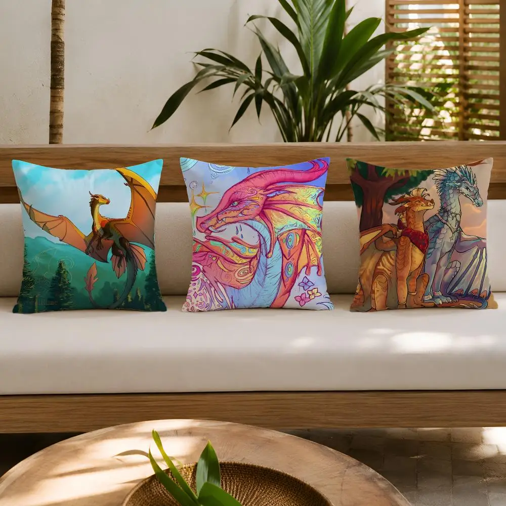 Novel W-Wings Of Fire Cushion Cover Wrinkle-Resistant Short Plush Cushion Covers Breathable Machine-Washable