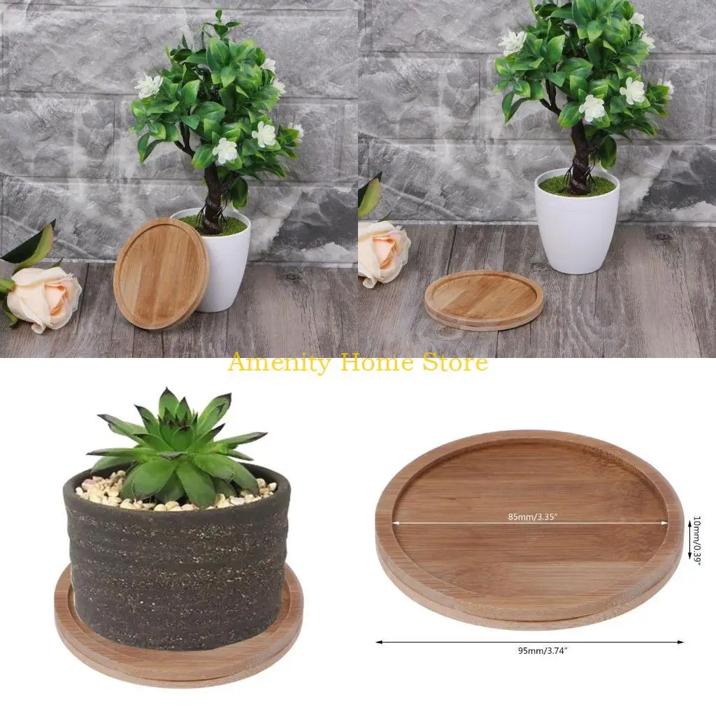 

F26C круглый бамбуковый деревянный блюдник для растений.