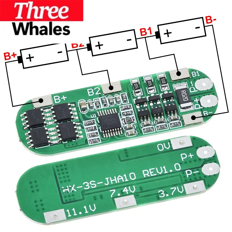 1PCS 3S 10A 12V Lithium Battery Charger Protection Board Module for 3pcs 18650 Li-ion Battery Cell Charging BMS 11.1V 12.6V NEW