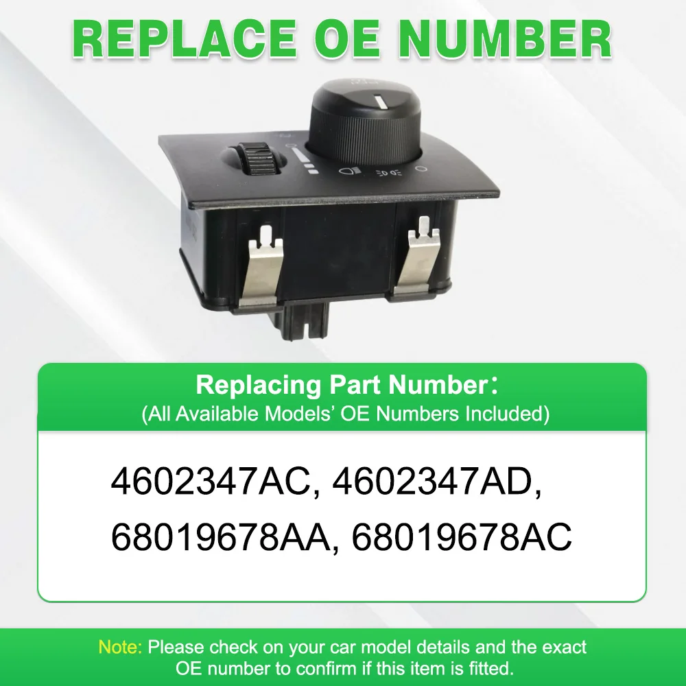 مفتاح إضاءة مصباح الضباب الأمامي للسيارة لكرايسلر 300 دودج تشالينجر شاحن ماغنوم 4602347AC، 4602347AD، 68019678AA، #3