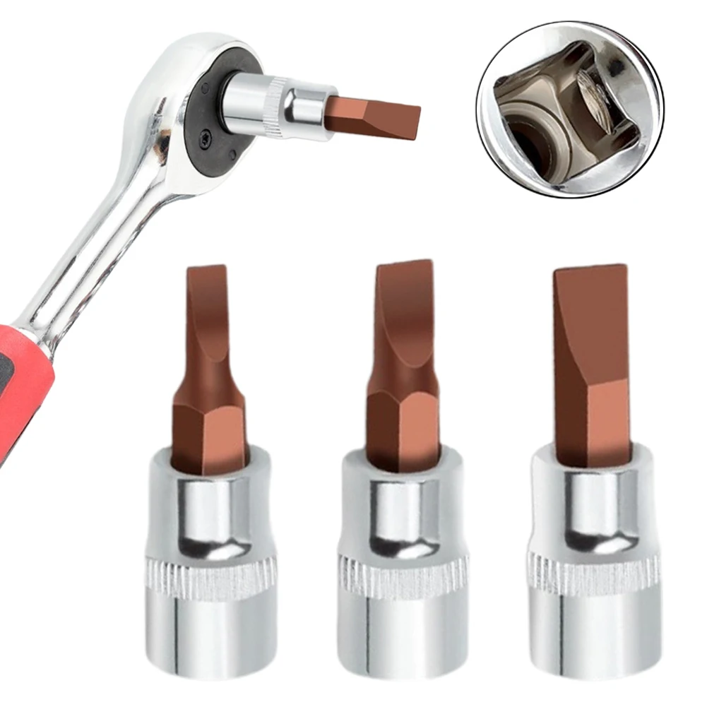 High Durability FD Slotted Screwdriver Bits 1/4 Inch Drive Socket Head Hand Tools for Long lasting Performance