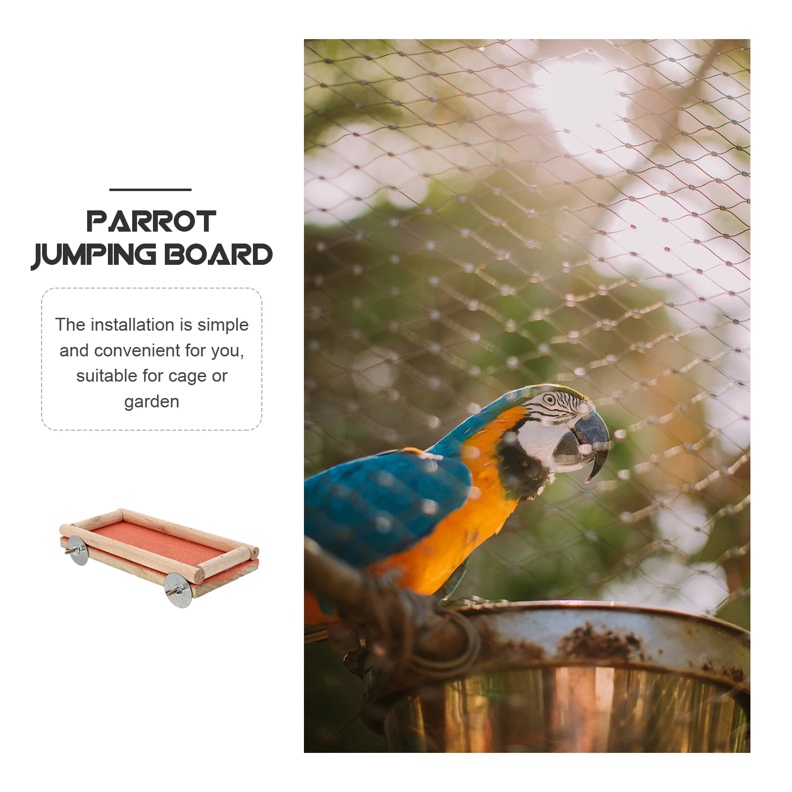 

Wooden Bird Claw Grinding Board Durable Jumping Toy for Cage Pet Birds Parrot Hamster Squirrel Rest Exercise Garden