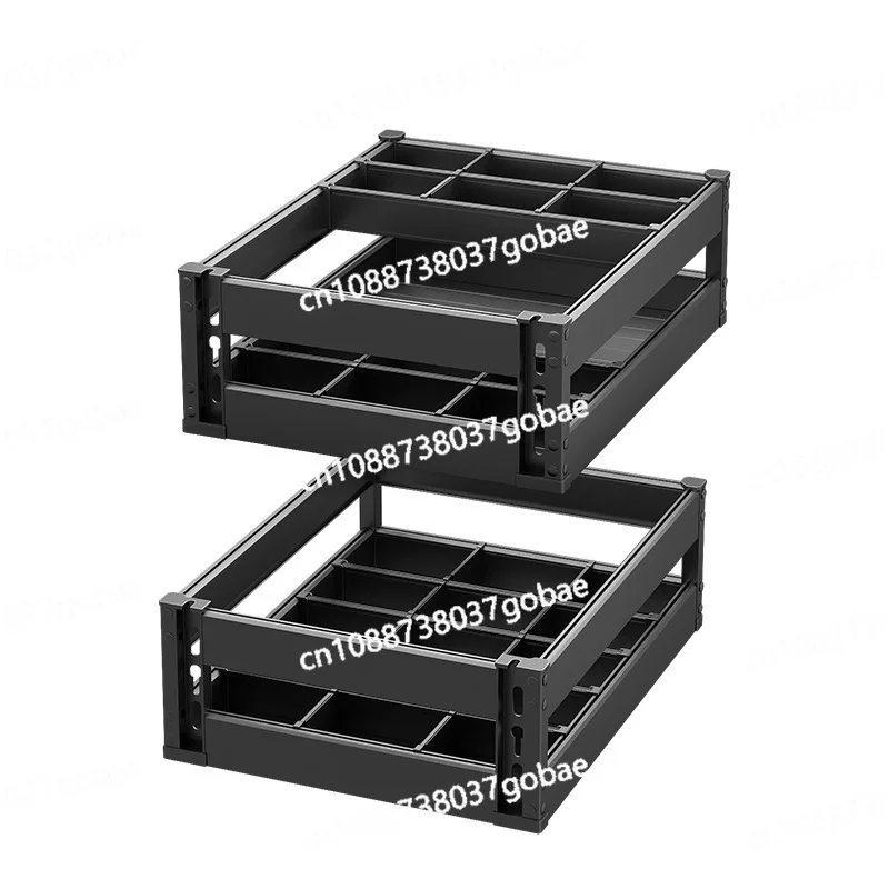 

Seasoning Kitchen Cabinets Double Drawer Type Aluminum Alloy Storage Bowl Basket