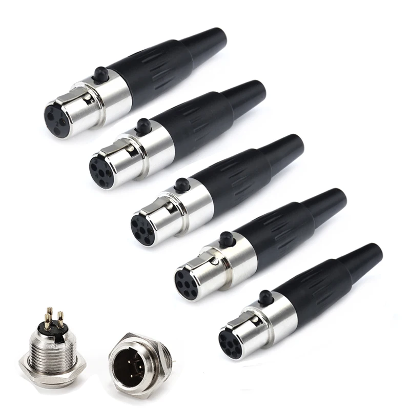 1PCS 3/4/5/6/7pin，Mini XLR Aviation Connector, Female Socket, Zinc Alloy+copper pins, for MIC Microphone Audio Video Connecting