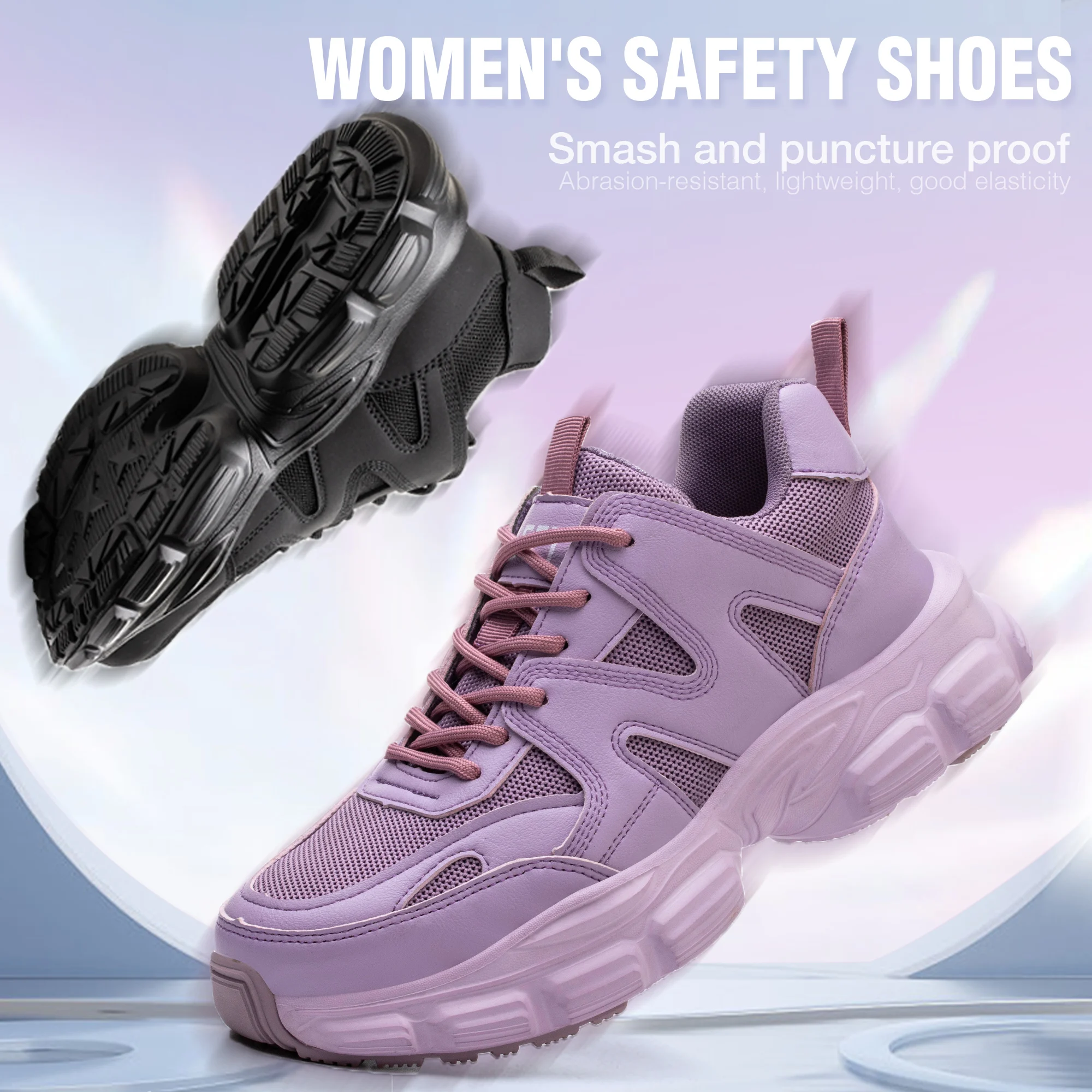 Chaussures de sécurité en maille pour femmes, légères, respirantes, anti-écrasement, coordonnantes, protection, embout en acier, travail, neuves